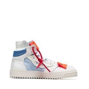 RARE OFF-WHITE 3.0 Off-Court Lace Up Sneakers in White/Blue/Orange